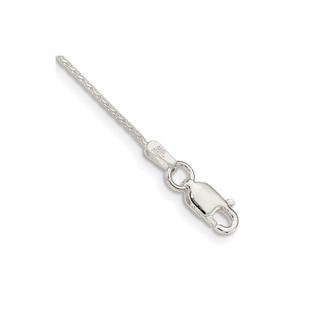 925 White Gold 0.95 mm Polished Chain Bracelet, Solid shown for scale