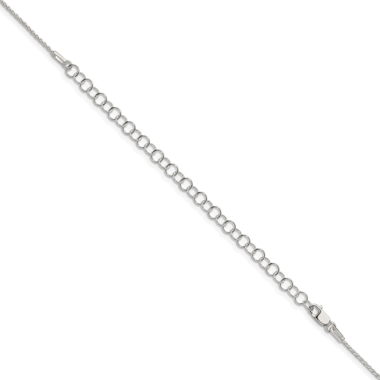925 White Gold 0.95 mm Polished Chain Necklace, Solid detail view