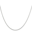 925 White Gold 1.25 mm Polished Chain Necklace, Solid