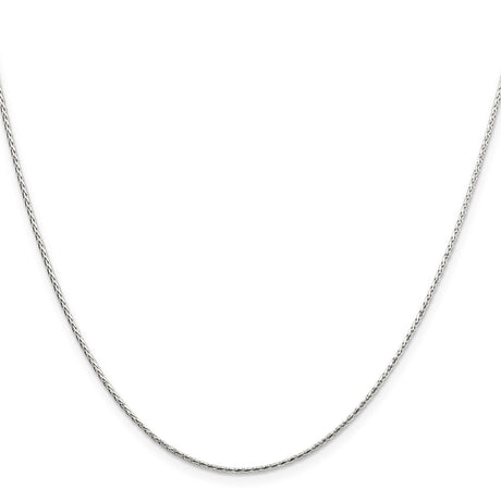 925 White Gold 1.25 mm Polished Chain Necklace, Solid