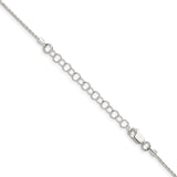 925 White Gold 1.25 mm Polished Chain Necklace, Solid detail view