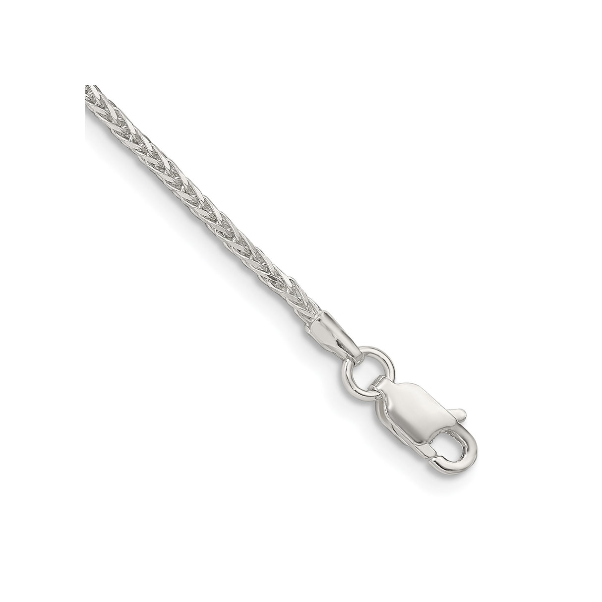 925 White Gold 1.45 mm Polished Chain Bracelet, Solid shown for scale