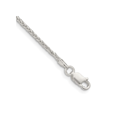 925 White Gold 1.45 mm Polished Chain Bracelet, Solid shown for scale