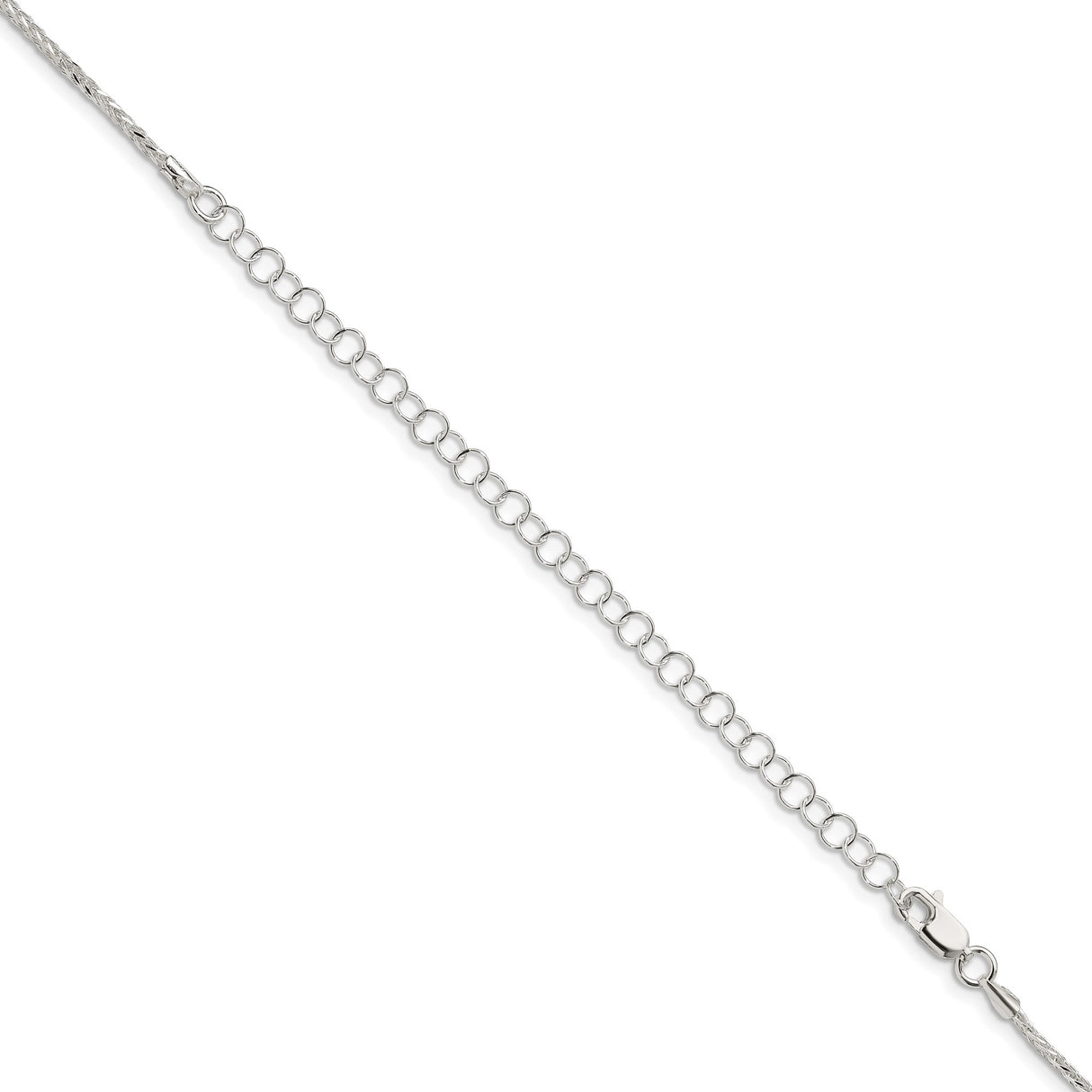 925 White Gold 1.45 mm Polished Chain Necklace, Solid detail view