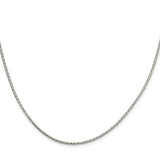 925 White Gold 1.7 mm Polished Chain Necklace, Solid