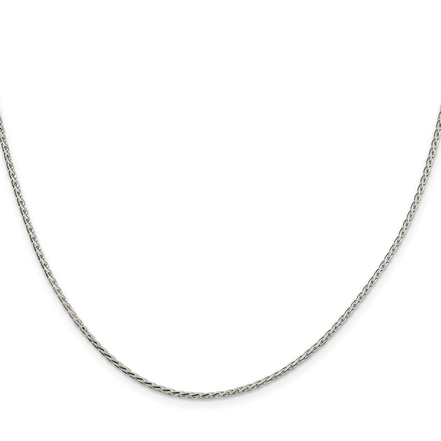925 White Gold 1.7 mm Polished Chain Necklace, Solid
