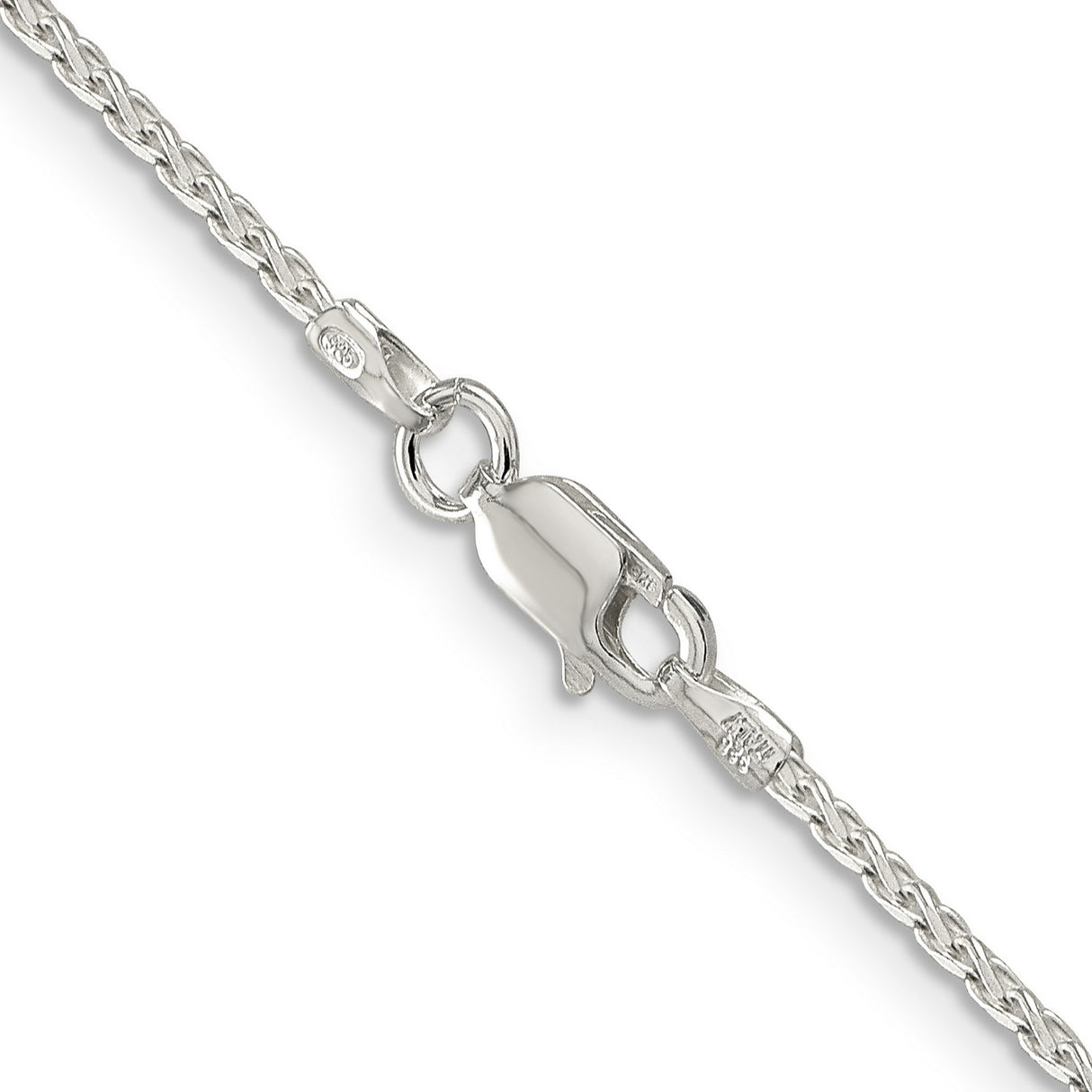 925 White Gold 1.7 mm Polished Chain Necklace, Solid alternate angle