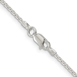 925 White Gold 1.7 mm Polished Chain Necklace, Solid alternate angle