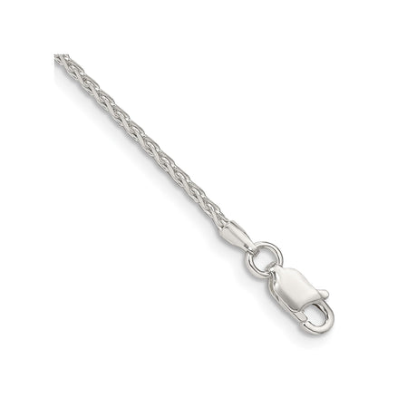 925 White Gold 1.7 mm Polished Chain Bracelet, Solid shown for scale