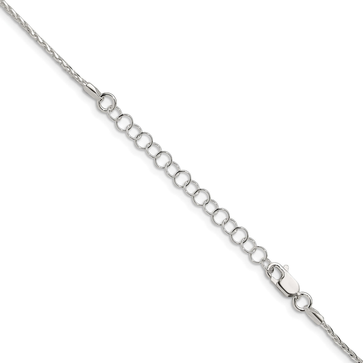 925 White Gold 1.7 mm Polished Chain Necklace, Solid detail view
