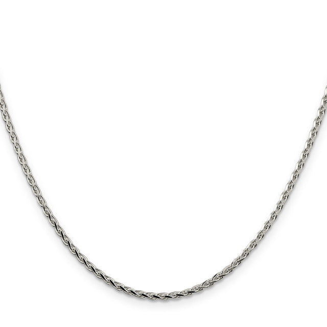 925 White Gold 2.15 mm Polished Chain Necklace, Solid