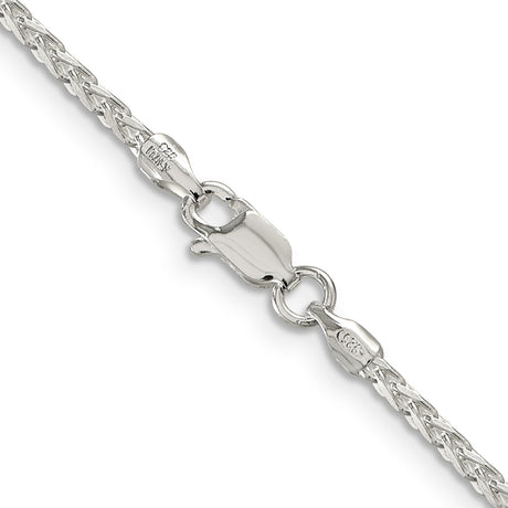 925 White Gold 2.15 mm Polished Chain Necklace, Solid alternate angle
