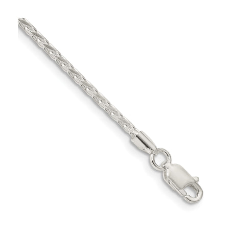 925 White Gold 2.15 mm Polished Chain Bracelet, Solid shown for scale