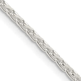 925 White Gold 2.15 mm Polished Chain Necklace, Solid detail view