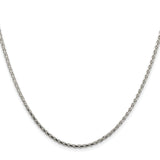 925 White Gold 2.15 mm Polished Chain Necklace