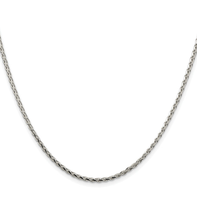 925 White Gold 2.15 mm Polished Chain Necklace