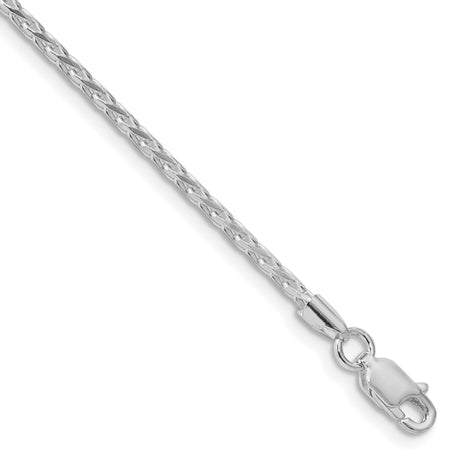 925 White Gold 2.15 mm Polished Chain Bracelet shown for scale