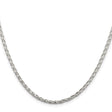 925 White Gold 2.85 mm Polished Chain Necklace, Solid