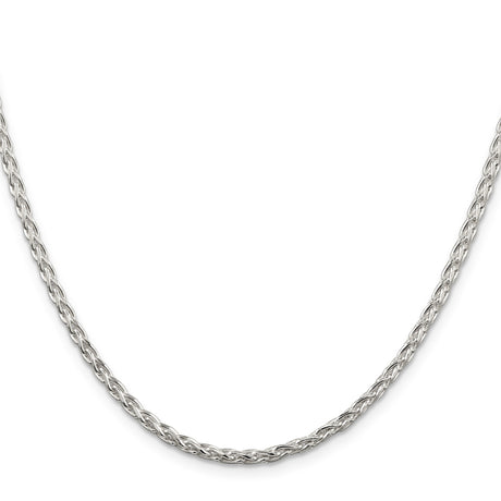 925 White Gold 2.85 mm Polished Chain Necklace, Solid