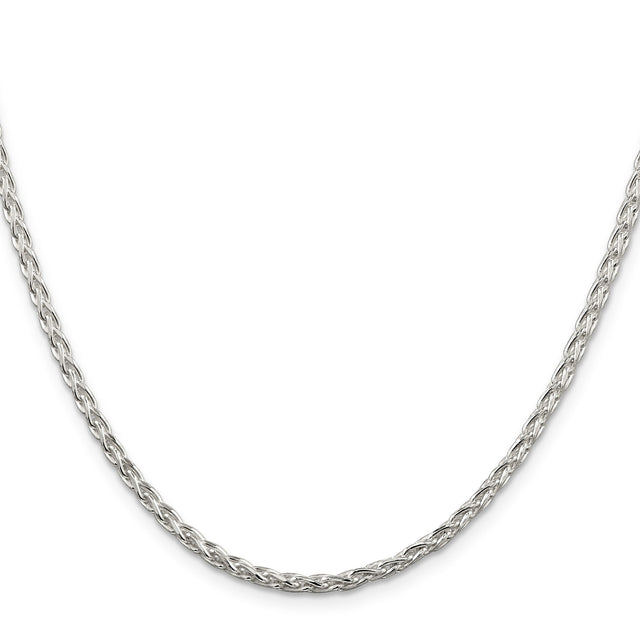 925 White Gold 2.85 mm Polished Chain Necklace, Solid