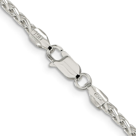 925 White Gold 2.85 mm Polished Chain Necklace, Solid alternate angle