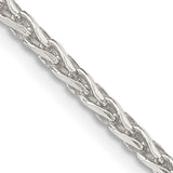 925 White Gold 2.85 mm Polished Chain Necklace, Solid detail view