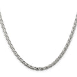 925 White Gold 3.5 mm Polished Chain Necklace, Solid