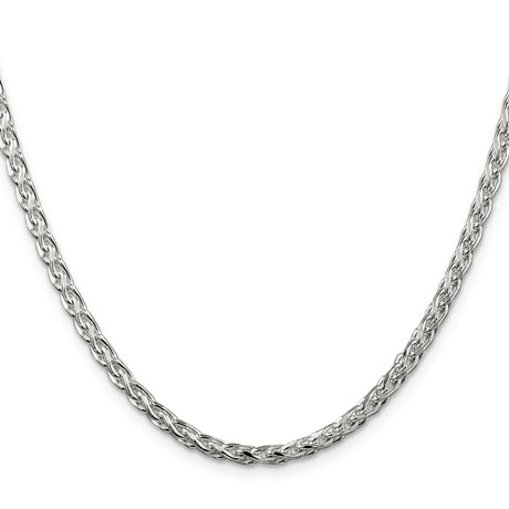 925 White Gold 3.5 mm Polished Chain Necklace, Solid