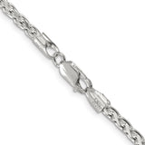 925 White Gold 3.5 mm Polished Chain Necklace, Solid alternate angle