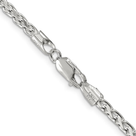 925 White Gold 3.5 mm Polished Chain Necklace, Solid alternate angle