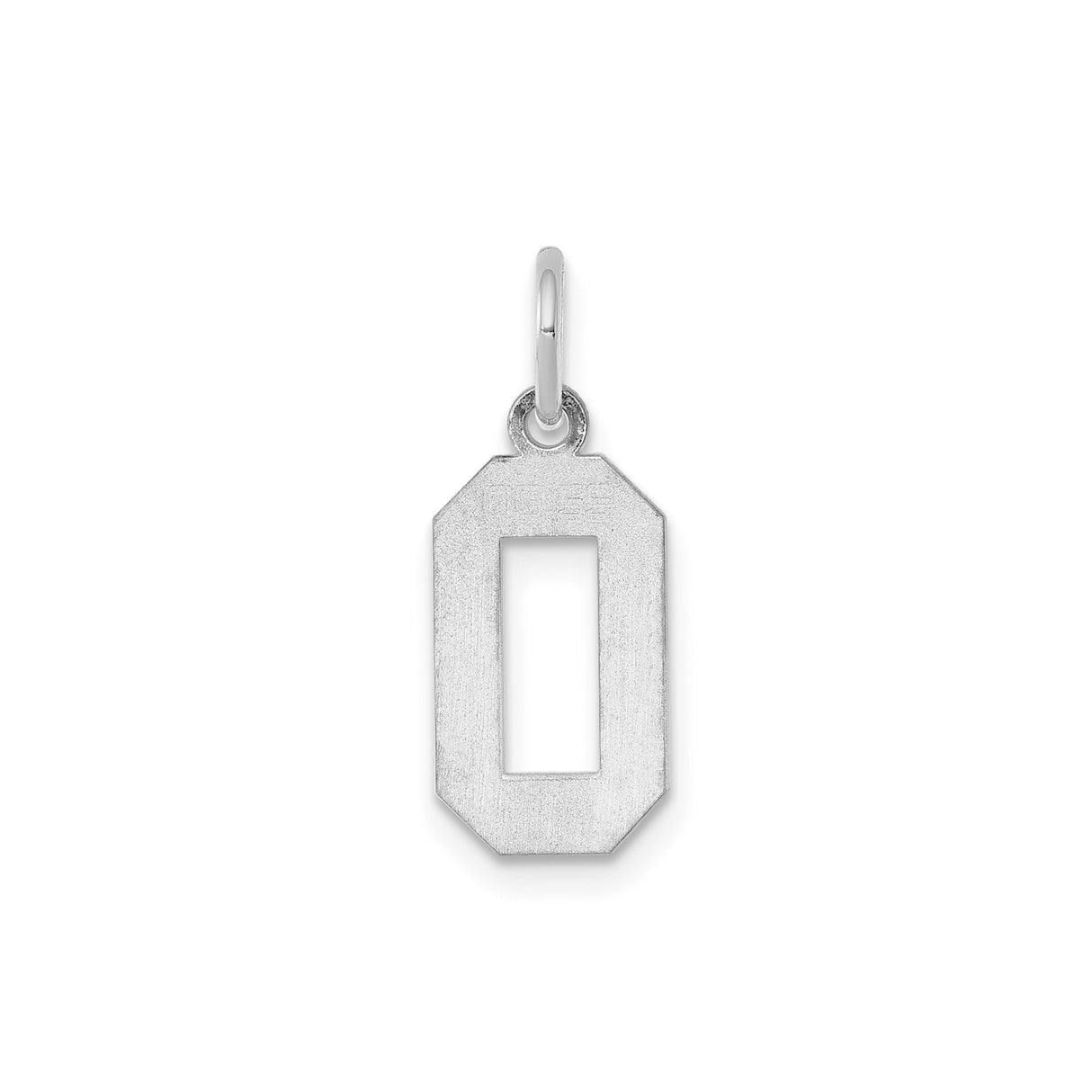 Sterling Silver Number 0 Pendant Charm with Open Center, Unisex Sports Fan Jewelry