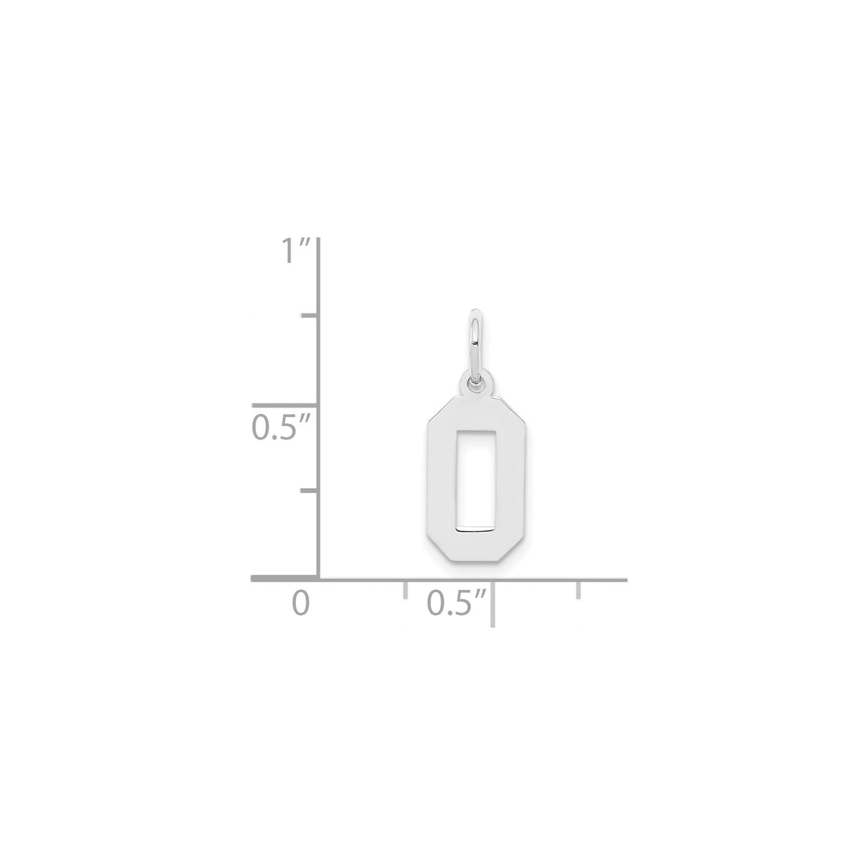 Sterling Silver Number 0 Pendant Charm with Open Center, Unisex Sports Fan Jewelry