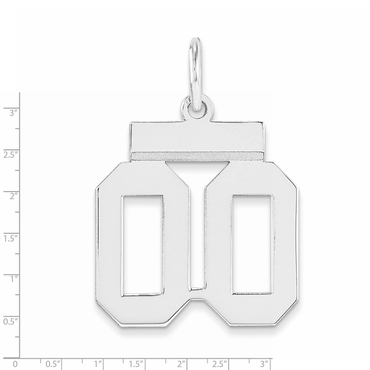 Small Polished Number Double 00 with Top Charm Pendant in Real 925 Sterling Silver