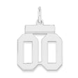 Small Polished Number Double 00 with Top Charm Pendant in Real 925 Sterling Silver