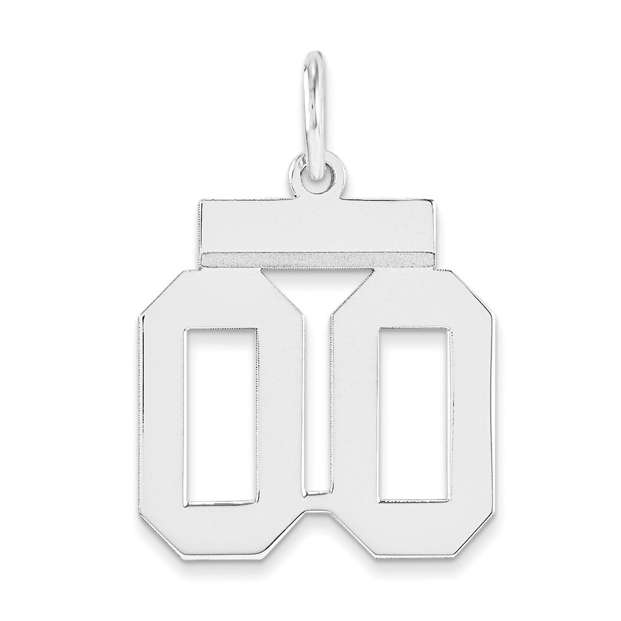 Small Polished Number Double 00 with Top Charm Pendant in Real 925 Sterling Silver