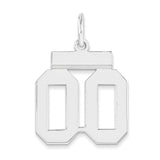 Small Polished Number Double 00 with Top Charm Pendant in Real 925 Sterling Silver