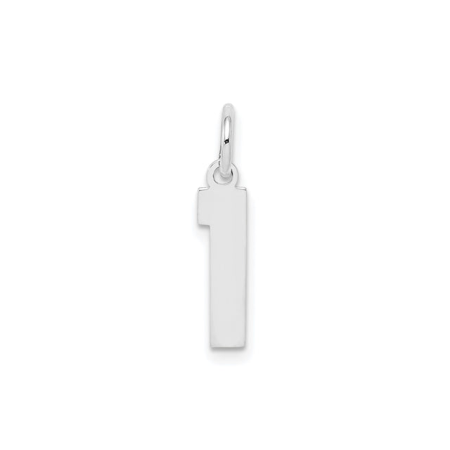 Sterling Silver Number 1 Pendant, Minimalist Numeric Charm with Polished Finish, Unisex Jewelry