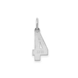 Sterling Silver Number Four Pendant Charm, Polished Numerology Symbol Jewelry
