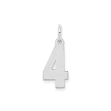 Sterling Silver Number Four Pendant Charm, Polished Numerology Symbol Jewelry