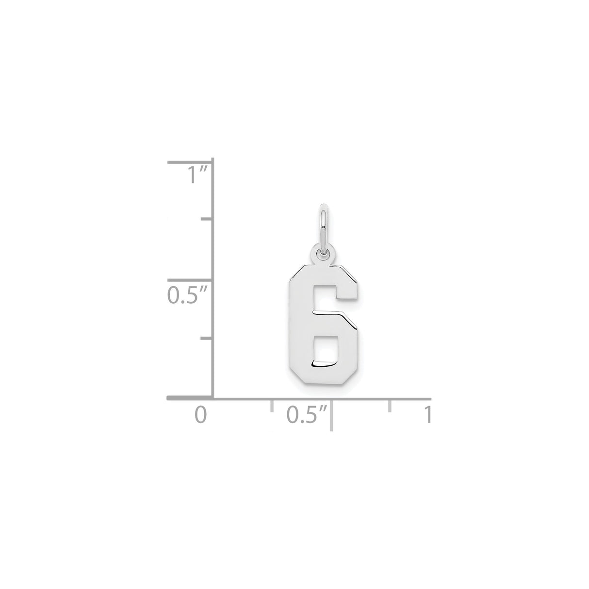 Sterling Silver Number 6 Pendant Charm, Block Font Numeric Jewelry for Men or Women