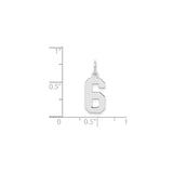 Sterling Silver Number 6 Pendant Charm, Block Font Numeric Jewelry for Men or Women