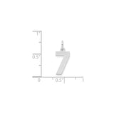 Sterling Silver Number 7 Pendant, Polished Unisex Charm with Spiritual Symbolism