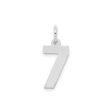 Sterling Silver Number 7 Pendant, Polished Unisex Charm with Spiritual Symbolism