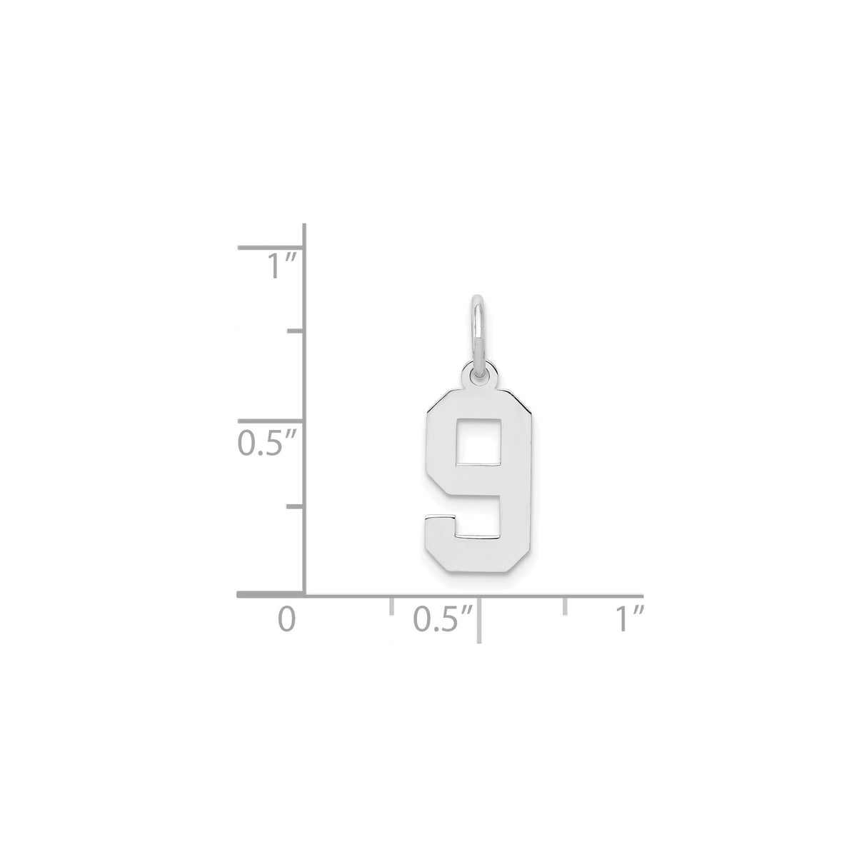 Sterling Silver Number 9 Pendant Charm, Bold Block Style, Unisex Milestone Jewelry