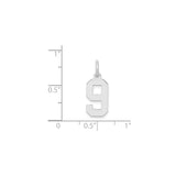 Sterling Silver Number 9 Pendant Charm, Bold Block Style, Unisex Milestone Jewelry