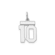 Sterling Silver Number 10 Pendant Charm, Block Style Sports Jewelry for Men or Women