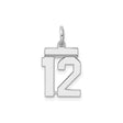 Sterling Silver Number 12 Pendant Charm, Bold Athletic Style, Unisex Sports Jewelry