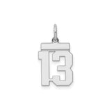 Sterling Silver Number 13 Pendant, Bold Block Design, Masculine or Unisex Charm