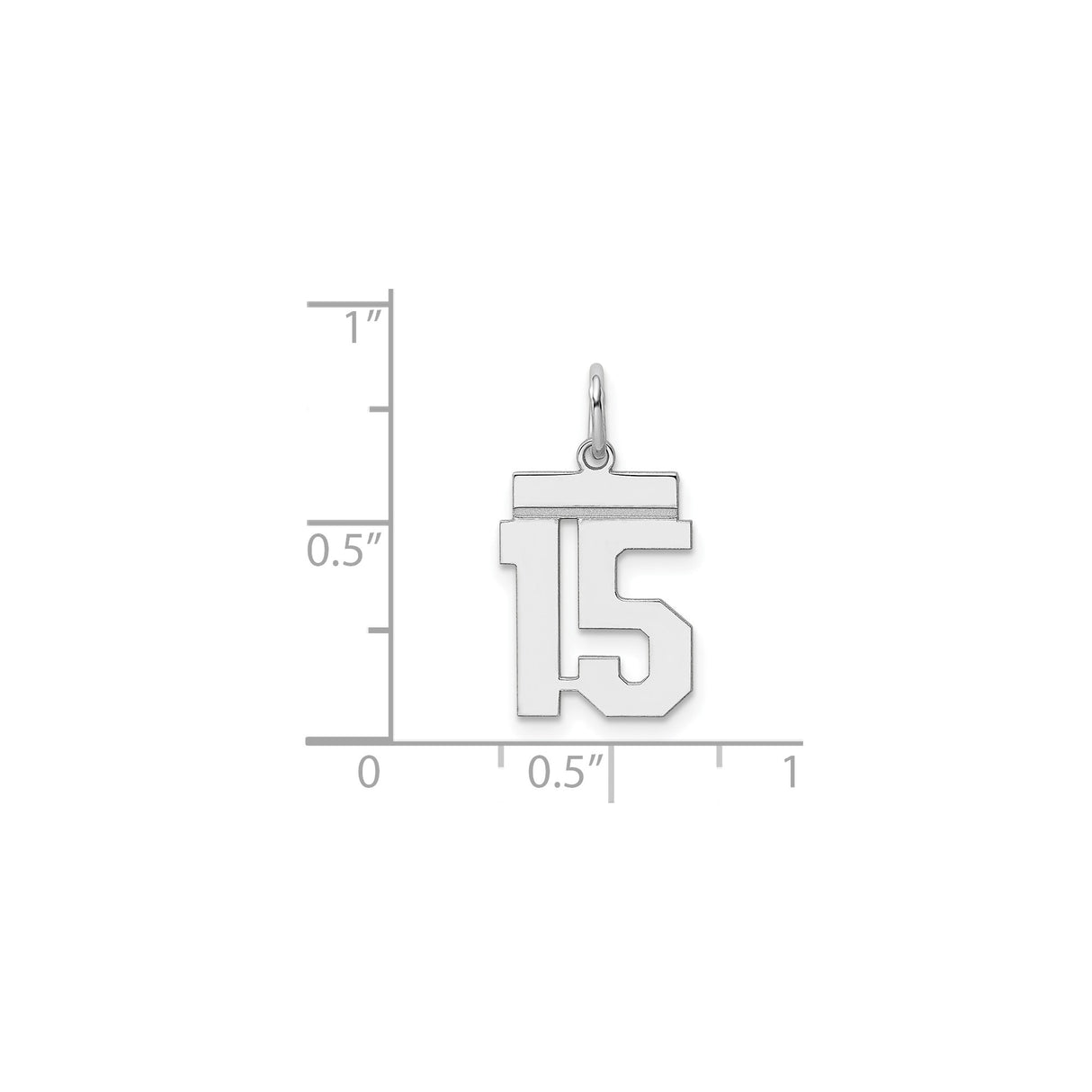 Sterling Silver Number 15 Pendant, Bold Block Design Numeric Charm for Men and Women