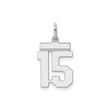 Sterling Silver Number 15 Pendant, Bold Block Design Numeric Charm for Men and Women